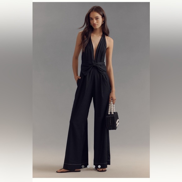 Anthropologie Pants - Anthropologie Black Halter Wide-Leg Jumpsuit